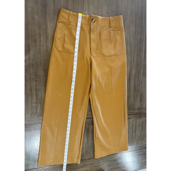 MAEVE By ANTHROPOLOGIE Colette Cropped Wide Leg Faux Leather Pants Brown Size 31 - Picture 10 of 16